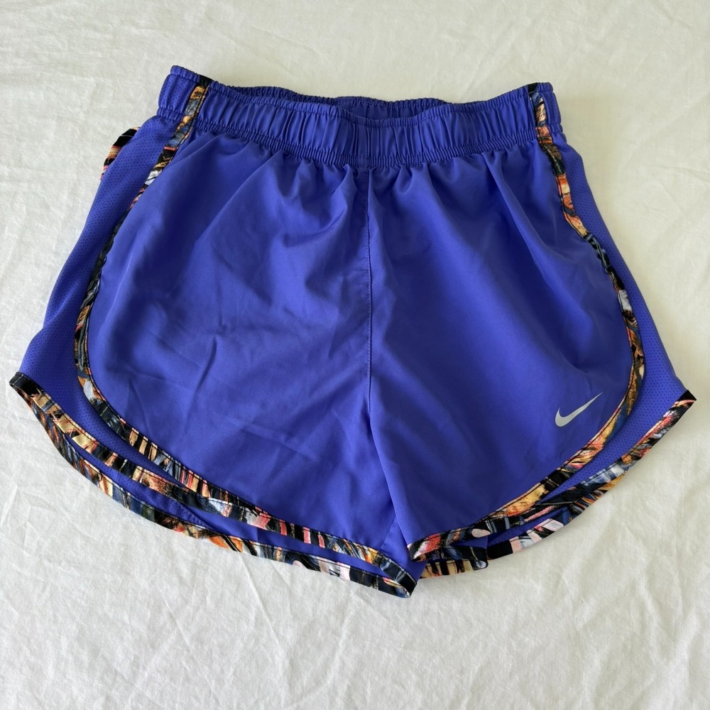 Nike‎ Dri-Fit Womens Blue Vibrant Trim Tempo Running Activewear Shorts Size XS